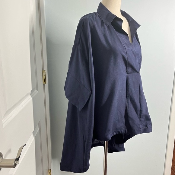 Manrico Cashmere split neck high low top blouse size M - Picture 8 of 13